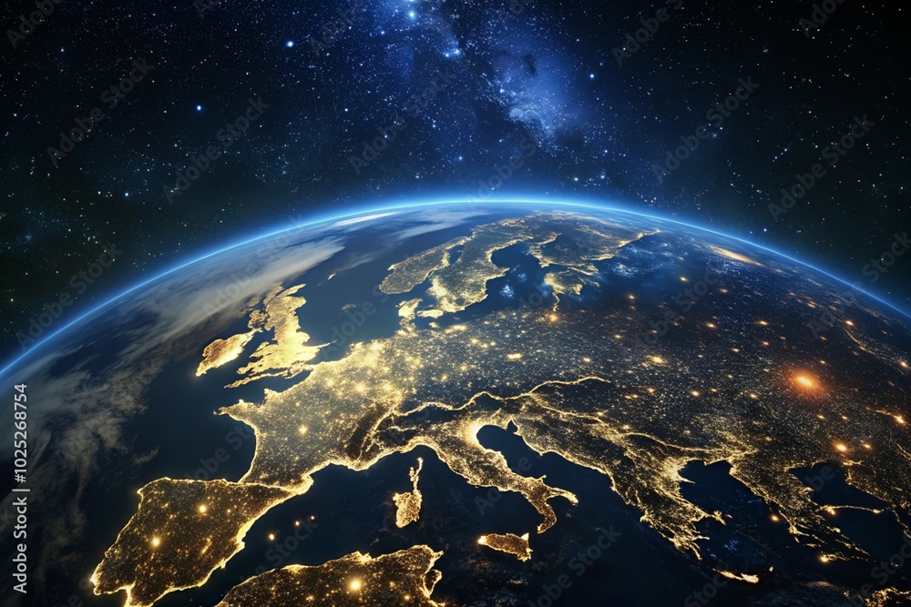 Obraz premium Earths Night Lights A View of Europe