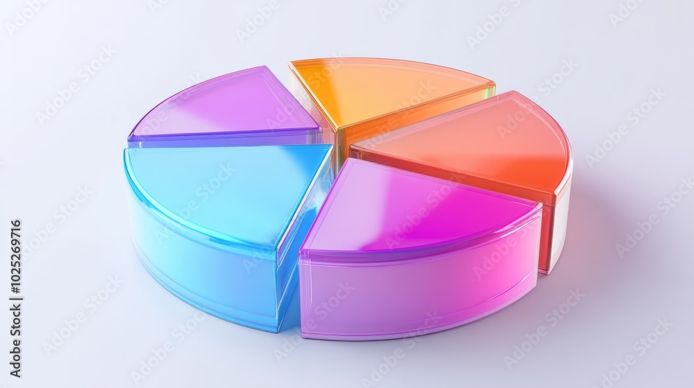 Fototapeta premium Transparent 3D pie chart with colorful sections generative ai