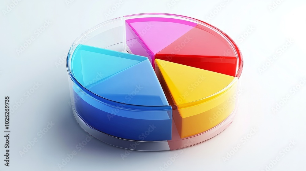 Fototapeta premium Transparent 3D pie chart with colorful sections generative ai