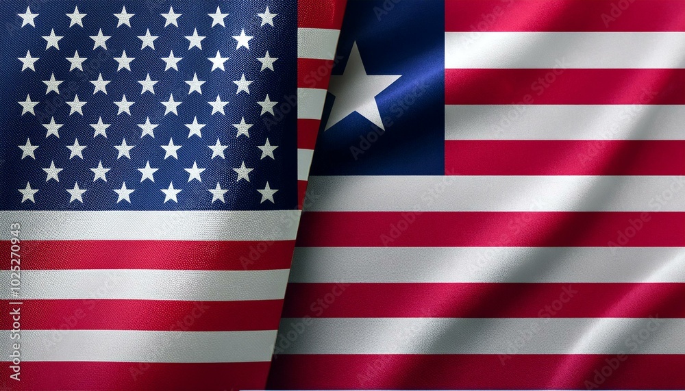 アメリカの国旗とリベリアの国旗(America flag & Liberia flag.)
