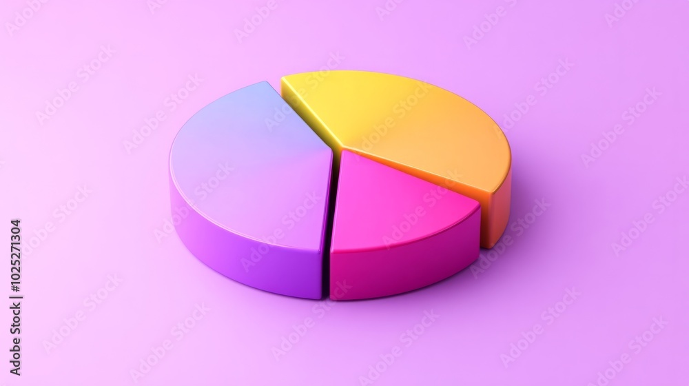 Fototapeta premium 3D pie chart on a pastel violet background generative ai