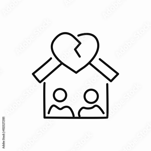 family broken heart icon sign vector