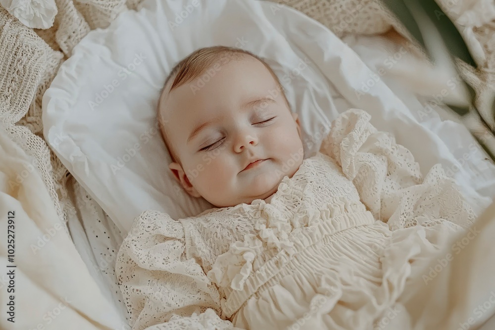 A Sleeping Baby in a White Dress A Sleeping Baby in a White Dress
