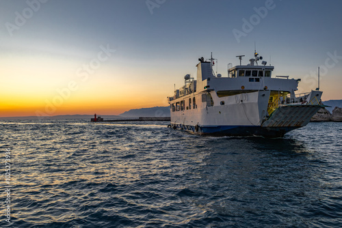 Passenger ship in the port of Trpanj photo