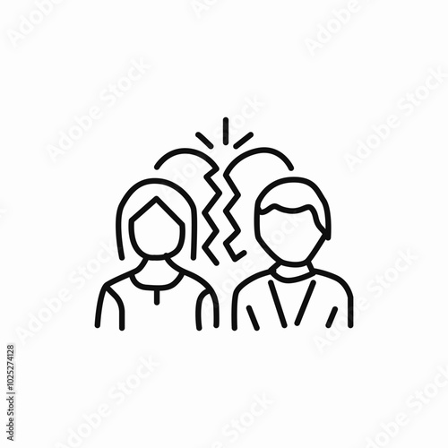 girl boy broken heart icon sign vector