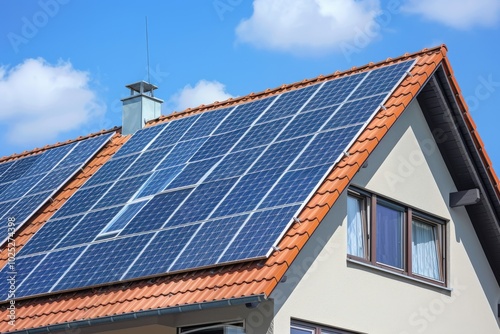 Wallpaper Mural A house with a solar panel roof, generative ai image Torontodigital.ca