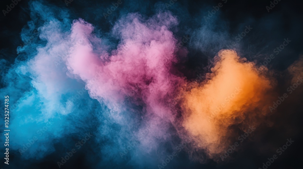 colored smoke on a black background, pink, blue and orange colors, abstract background, illustration, wallpaper colored smoke on a black background, pink, blue and orange colors, abstract background, illustration, wallpaper