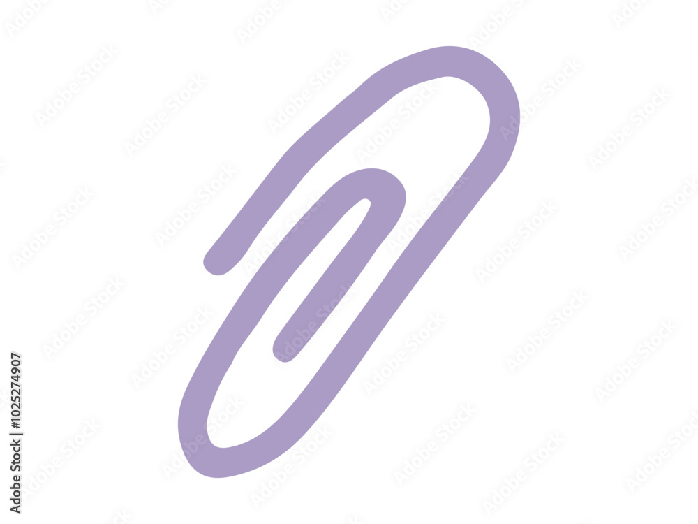 Purple Paperclip Isolated on White Background. Concept of Office Supplies, Minimalist Design, Stationery Essentials, Simple Clip Design for Organization, School items. Print, Icon, Design Element Purple Paperclip Isolated on White Background. Concept of Office Supplies, Minimalist Design, Stationery Essentials, Simple Clip Design for Organization, School items. Print, Icon, Design Element