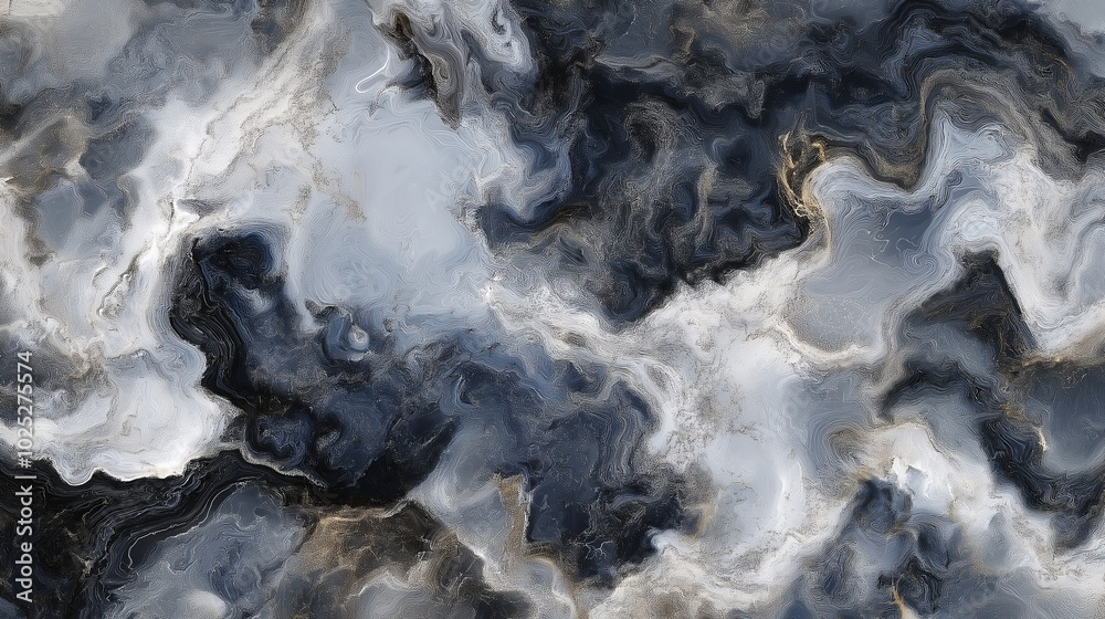 Abstract swirling pattern of black, grey, and white marble. Abstract swirling pattern of black, grey, and white marble.