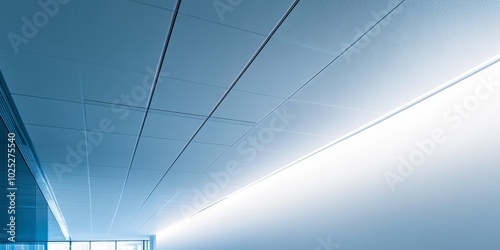 Wallpaper Mural This modern corridor showcases a sleek ceiling design with bright lighting in a contemporary office setting filled with blue hues Torontodigital.ca