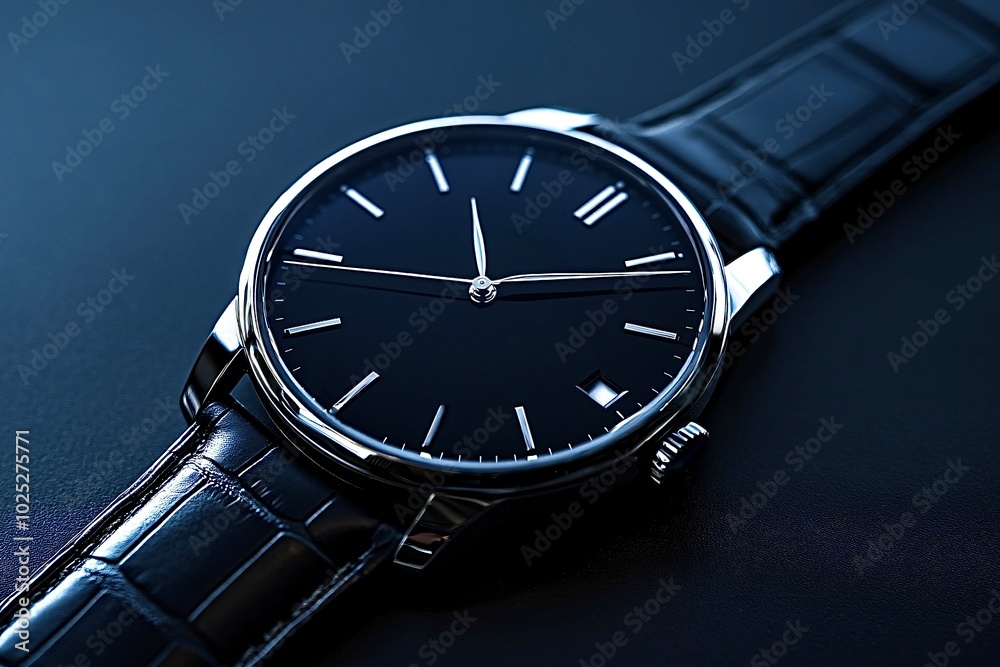 Luxury wrist watch showing time on dark background Luxury wrist watch showing time on dark background