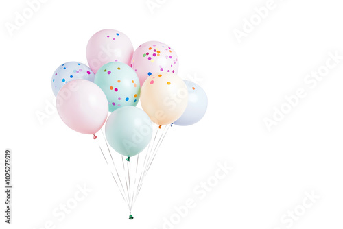 Colorful balloons with confetti, perfect for celebrations and festive occasions. transparent background