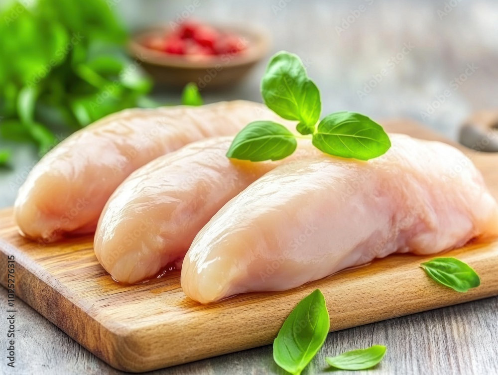 Fresh raw chicken breasts on cutting board Fresh raw chicken breasts on cutting board