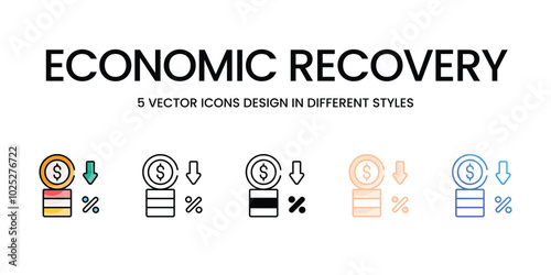 Economic Recovery vector icons set ready to use stock illustration