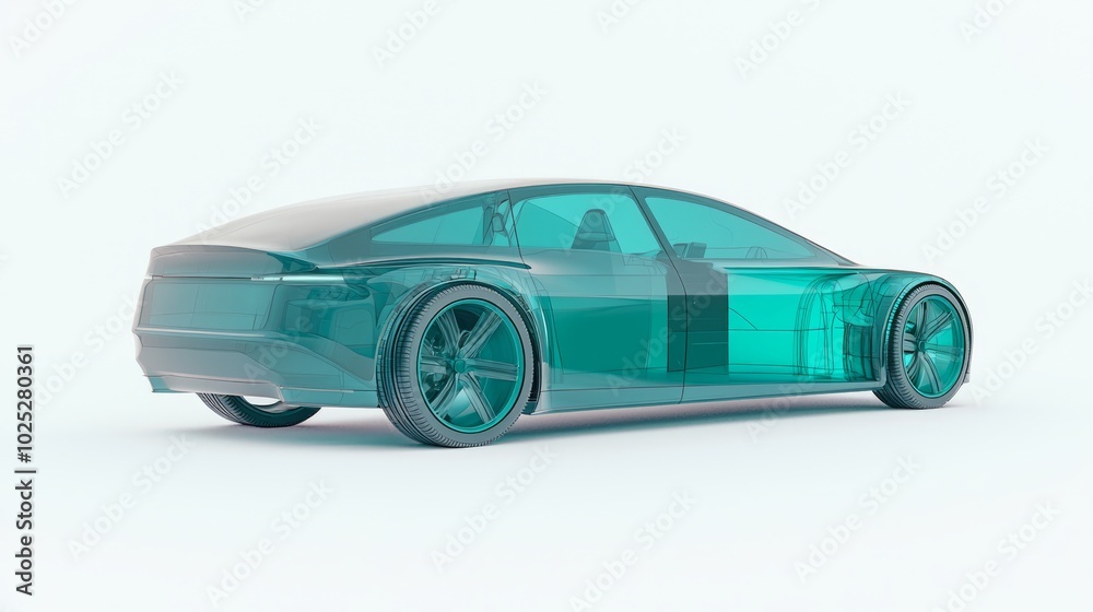 Futuristic Electric Vehicle Concept Car 3D Render with Geometric Flat Design, Transparent Elements, and Gradient Color Scheme Futuristic Electric Vehicle Concept Car 3D Render with Geometric Flat Design, Transparent Elements, and Gradient Color Scheme