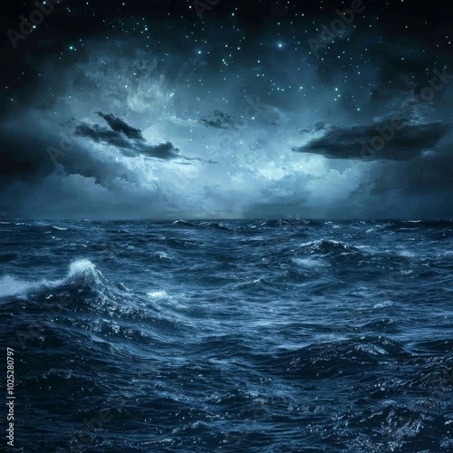 Combined with a dark, moody illustration of an ocean at night, this Facebook post creates a thought-provoking effect.