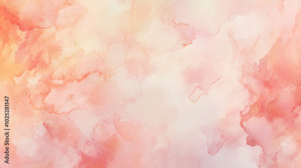 Fototapeta premium watercolor wash texture in soothing coral and orange hues, with soft, flowing gradients blending together