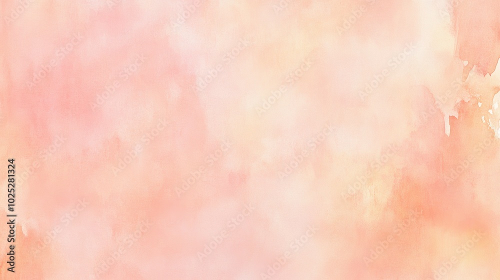 Fototapeta premium watercolor wash texture in soothing coral and orange hues, with soft, flowing gradients blending together
