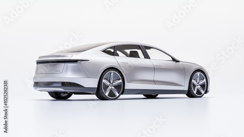 Futuristic Luxury Electric Sedan Concept Car 3D Render Illustration with Ultra-Detailed Sophisticated Body Design
