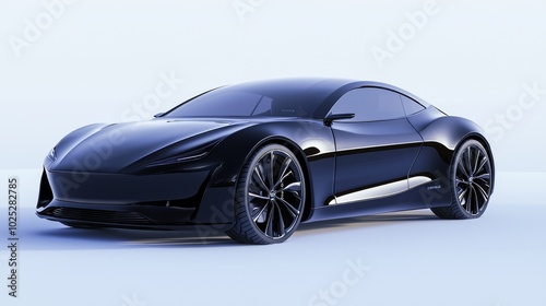Futuristic EV Concept Car: Luxurious Electric Coupe with Elegant Body Design in 3D Render Illustration