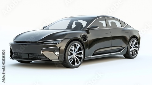 Futuristic EV Concept Car - Luxurious Electric Sedan with Refined Body Design and High-gloss Finish