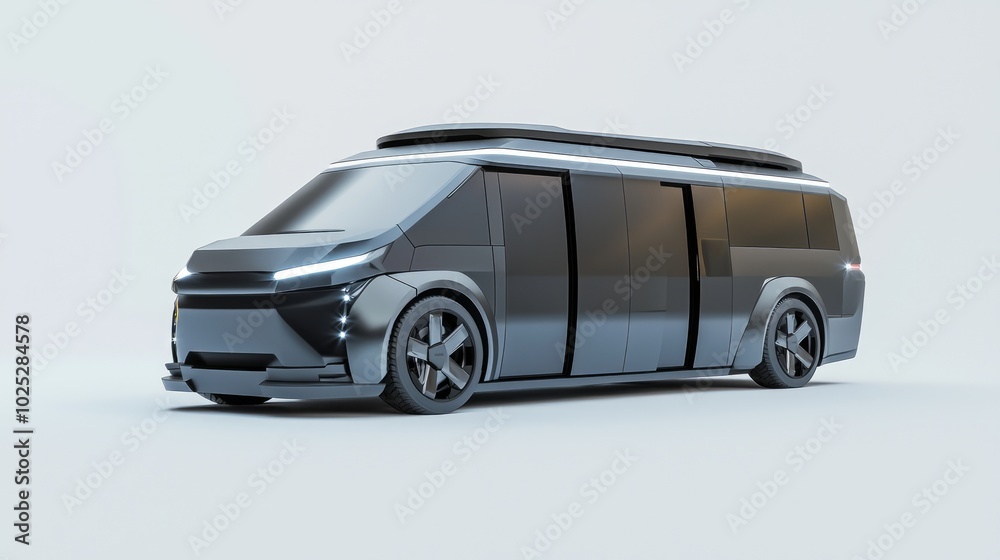 Fototapeta premium Futuristic Electric Minivan Design with Spacious Interior - 3D Render Illustration