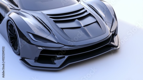 Futuristic High-Performance Electric Vehicle Concept Design with Racing-Inspired Silhouette and Dual-Tone Color Scheme