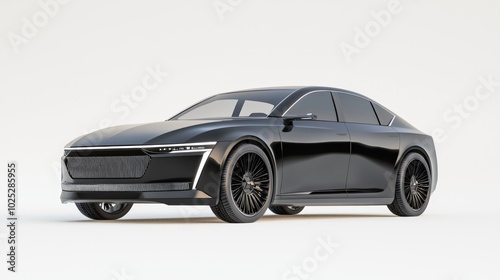 Futuristic Electric Vehicle Concept Luxury Sedan 3D Render with High-End Design and Advanced Driver-Assistance Systems