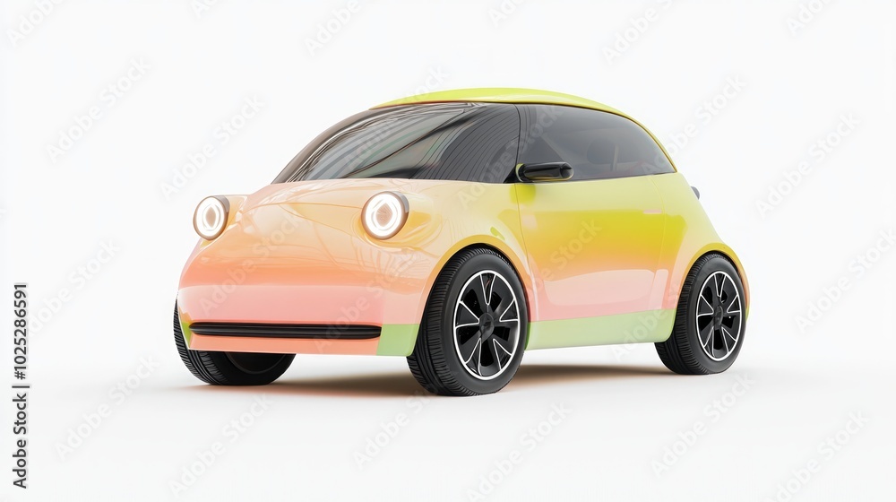 Futuristic Electric Microcar Concept with Playful Design and Vibrant Colors, Ultra-Detailed 3D Render Illustration Futuristic Electric Microcar Concept with Playful Design and Vibrant Colors, Ultra-Detailed 3D Render Illustration
