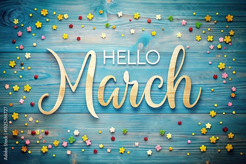 Hello spring banner. Spring time colorful wallpaper with flowers. Spring Lettering text. illustration