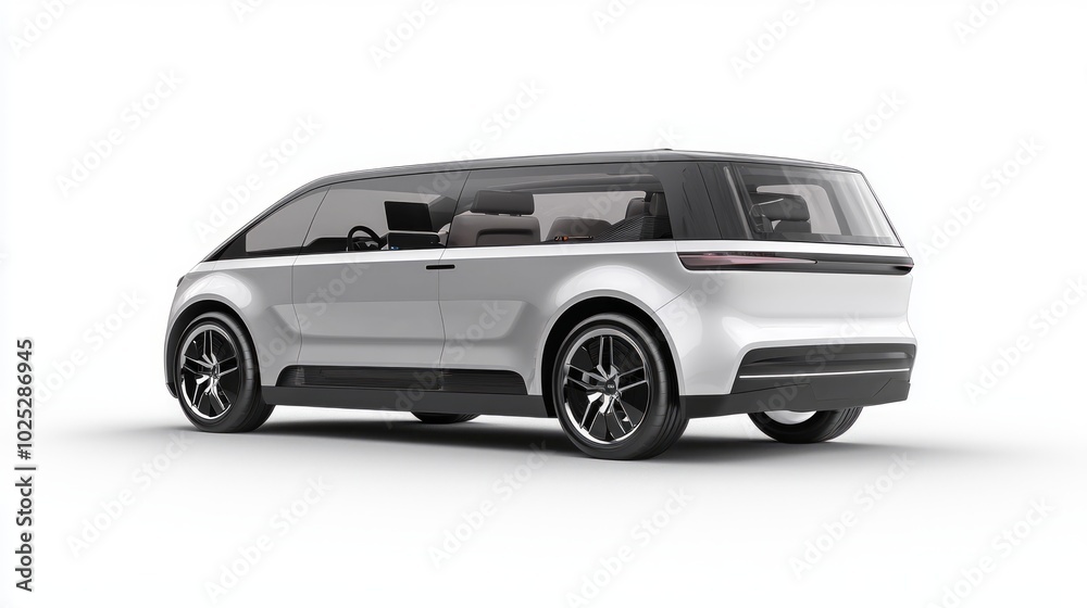 Obraz premium Futuristic Electric Minivan Concept with Ultra-Detailed Design for Family-Friendly Functionality
