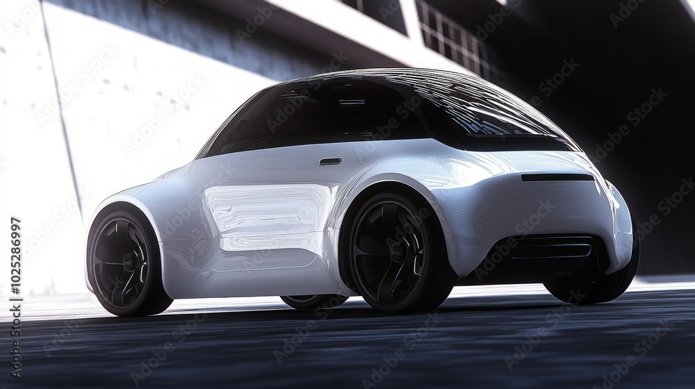 Naklejka premium Futuristic Electric Hatchback Concept Car 3D Render Illustration for Urban Drivers