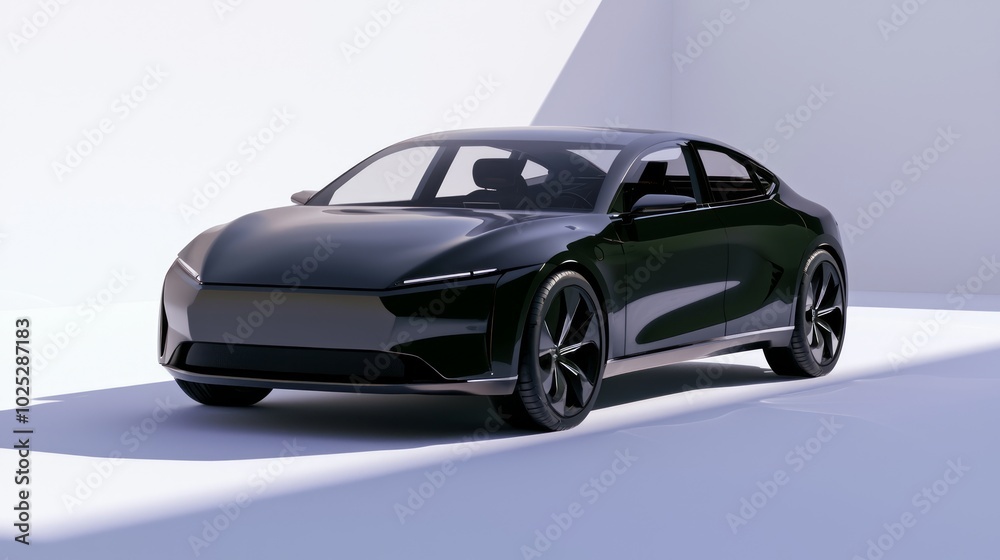 Futuristic Electric Coupe Concept Car with Luxurious Interior Design | 3D Render of Ultra-Detailed EV Vehicle