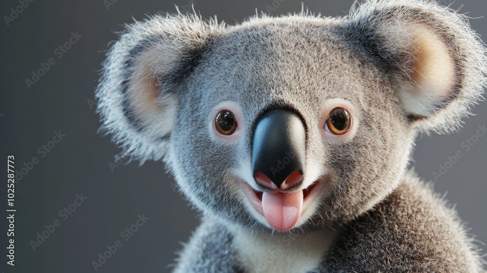 Naklejka premium Koala, making a funny face, tongue out, generative ai