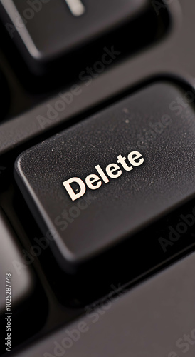 A close-up of the computer's Delete key. The concept of computers.