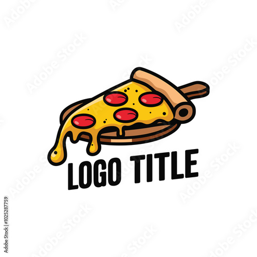 A cheesy pizza slice logo design 