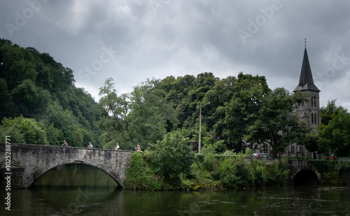 Boat trip on the Meuse River in the city of Dinant in Belgium. photo