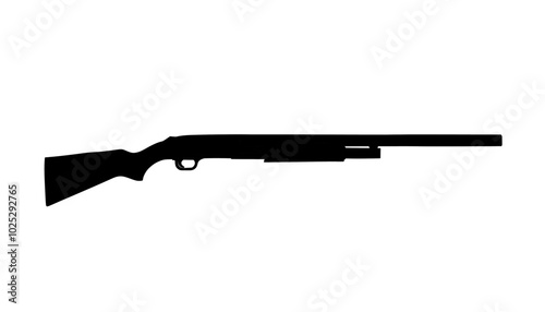 Black silhouette vector illustration of a shotgun firearm