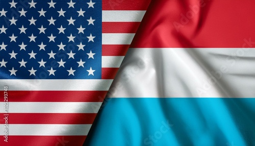 アメリカの国旗とルクセンブルクの国旗(America flag & Luxembourg flag.) 