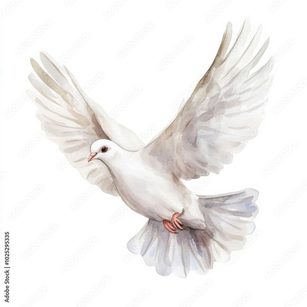 Fototapeta premium watercolor white dove isolated on white