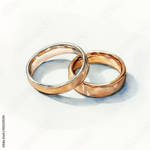 watercolor wedding rings on white