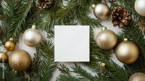 The Blank Card Surrounded by Ornaments