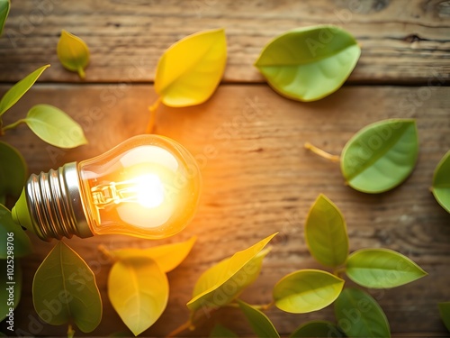 light bulb with green leaves ecology concept