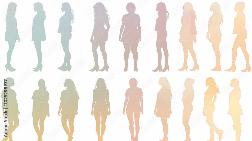 様々な女性の全身イラスト素材 様々な女性の全身イラスト素材
