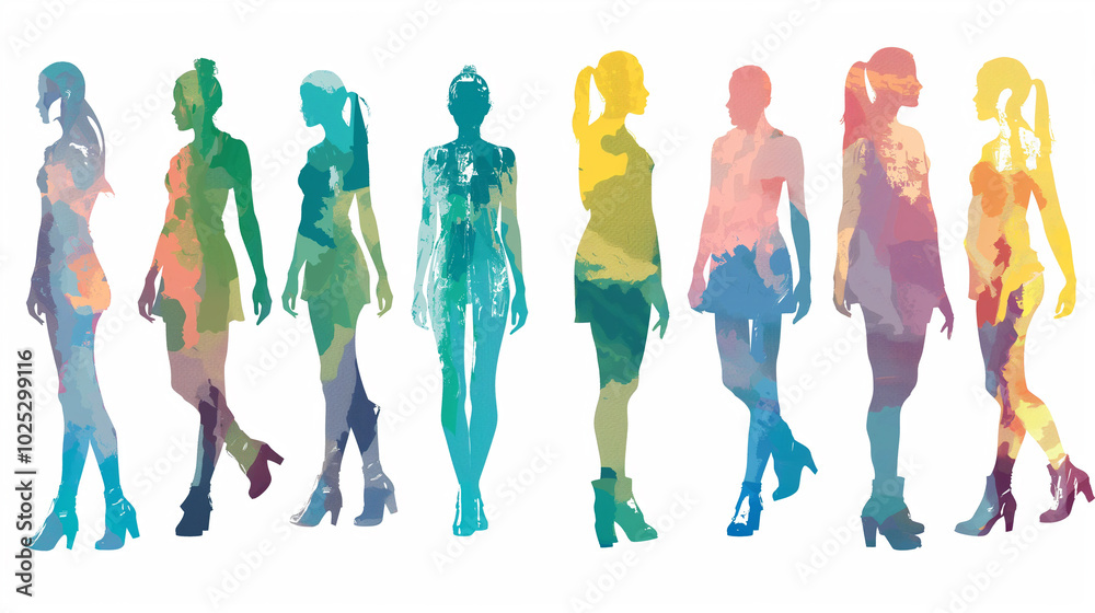 Fototapeta premium 様々な女性の全身イラスト素材