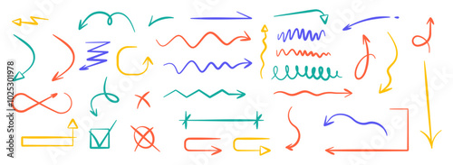 
set of colorful arrows with different sizes in vector and also without background (PNG). See more on our profile