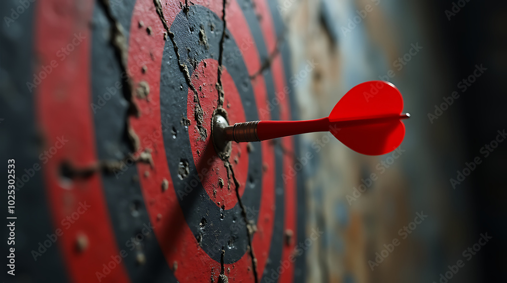 Close-Up Shot of a Dart Embedded in a Colorful Target, Symbolizing Precision and Achievement. Close-Up Shot of a Dart Embedded in a Colorful Target, Symbolizing Precision and Achievement.