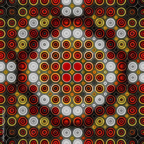 Abstract image with repeating circles forming a symmetrical pattern, perfect for background texture.