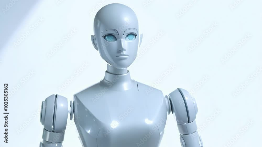 A futuristic, human-like robot gazing ahead with a neutral expression. This image captures the essence of AI and technology in a sleek, metallic design with a focus on progress and innovation.
