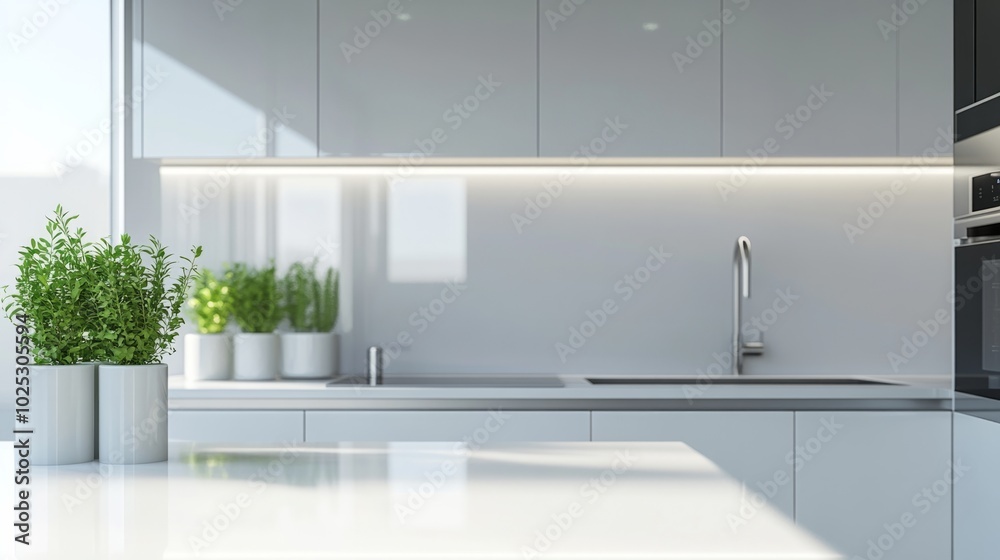 Fototapeta premium simple kitchen interior design with modern appliances and modern furniture, neon colors generative ai